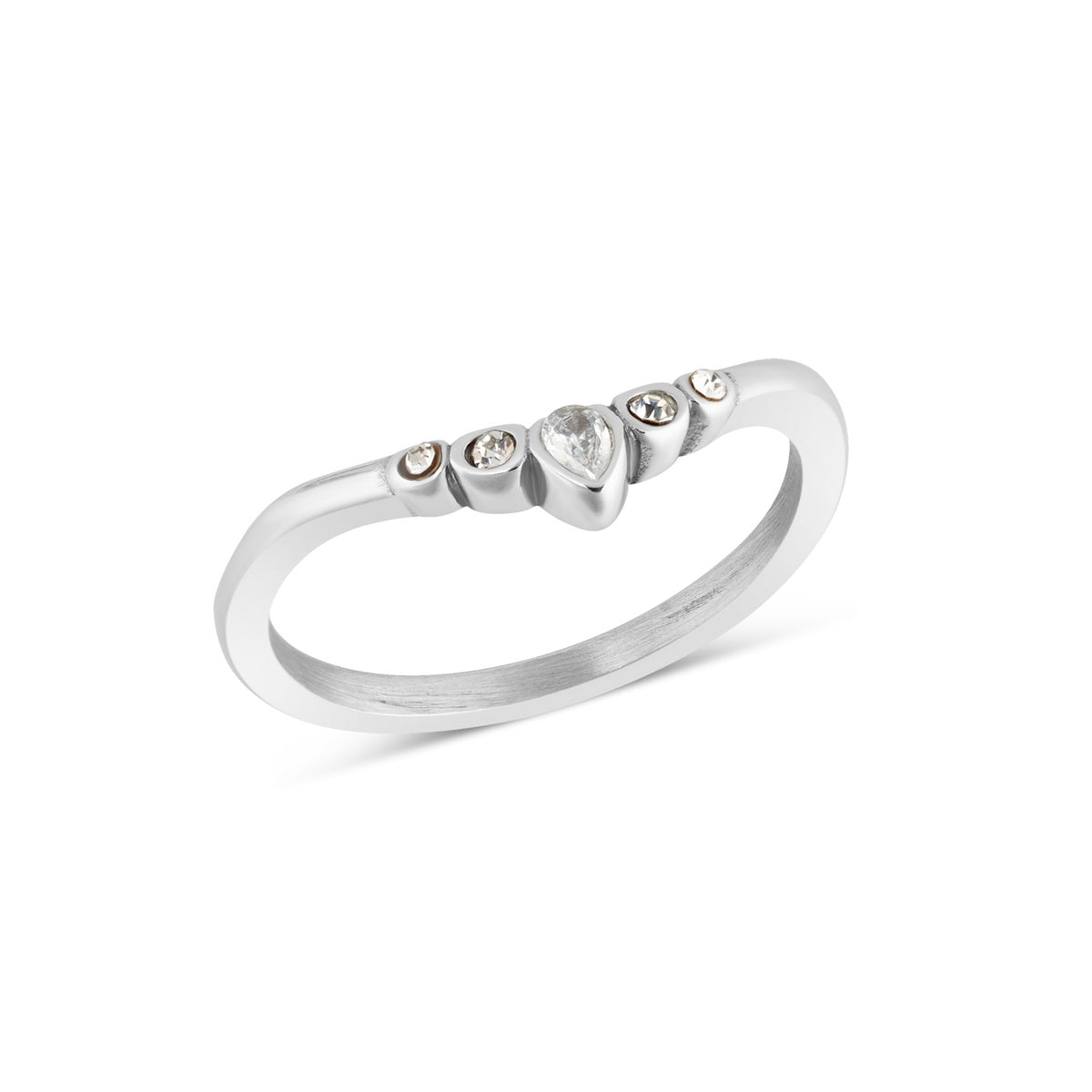 Over & Over Silver Stainless Steel Wishbone Stack Ring
