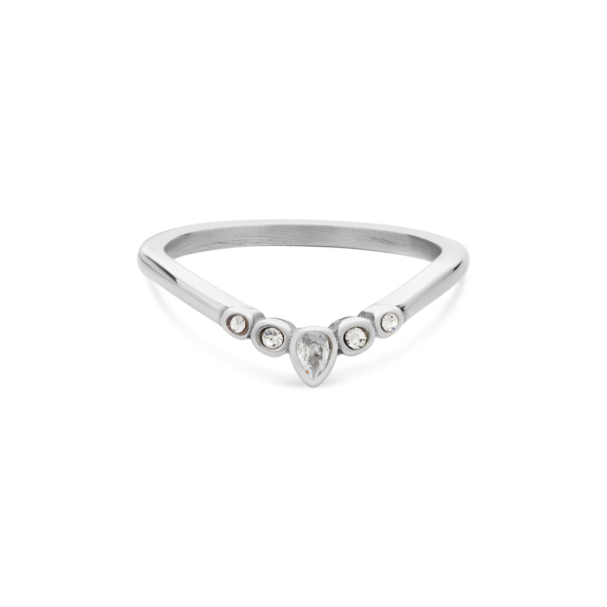 Over & Over Silver Stainless Steel Wishbone Stack Ring