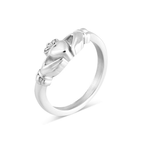 Over & Over Silver Stainless Steel Claddagh Wishbone Stacking Ring