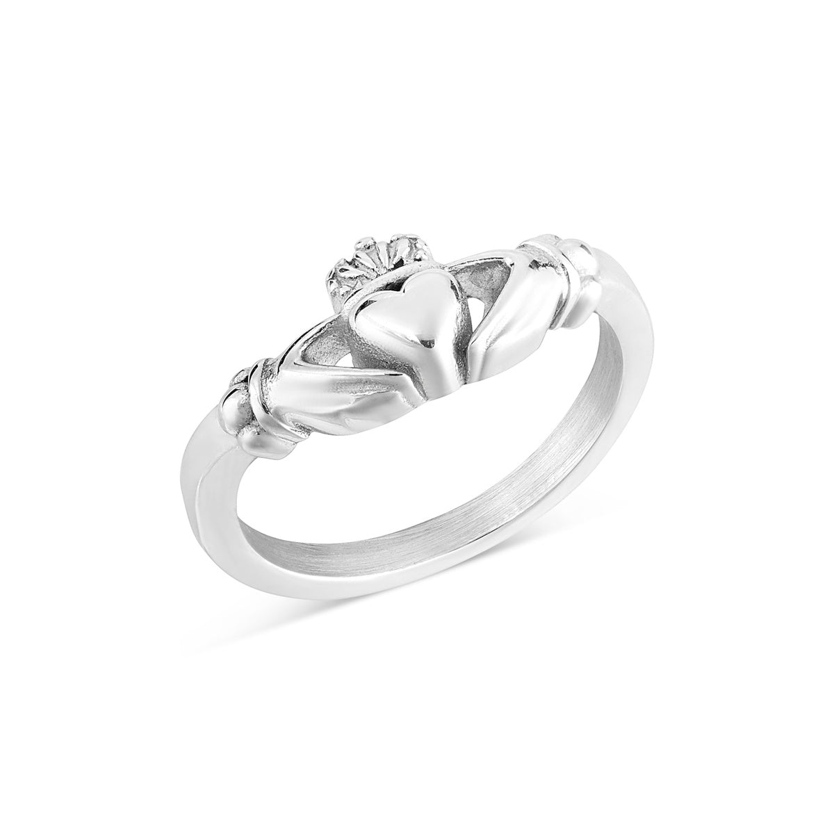 Over & Over Silver Stainless Steel Claddagh Wishbone Stacking Ring