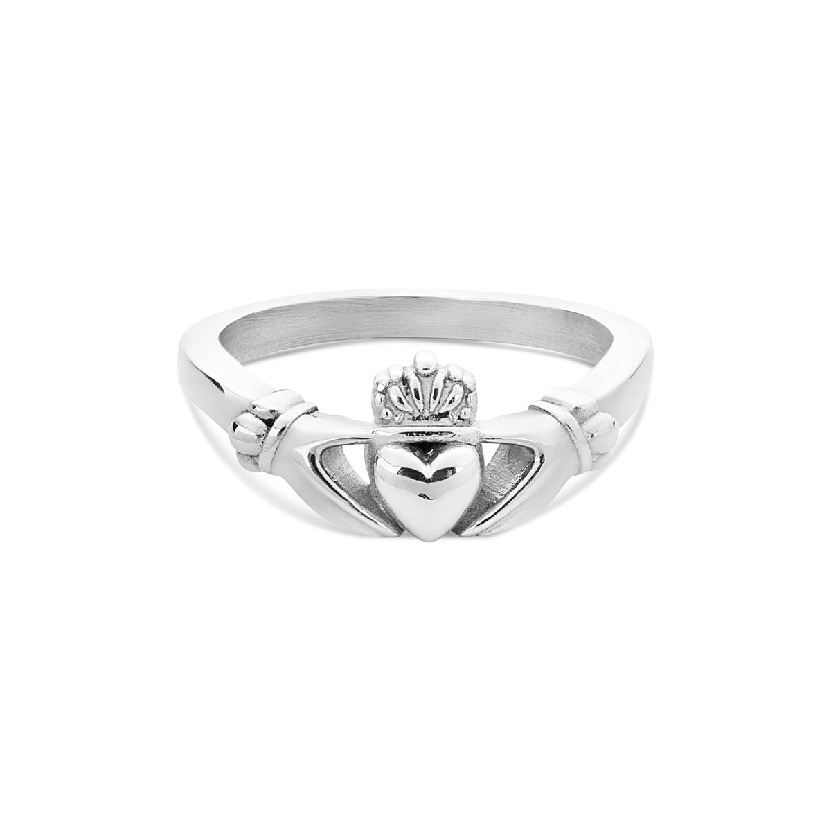 Over & Over Silver Stainless Steel Claddagh Wishbone Stacking Ring