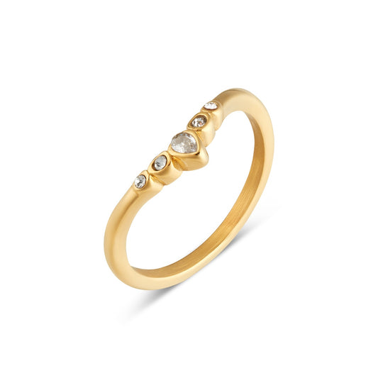 Over & Over 14k Gold Stainless Steel Wishbone Stack Ring