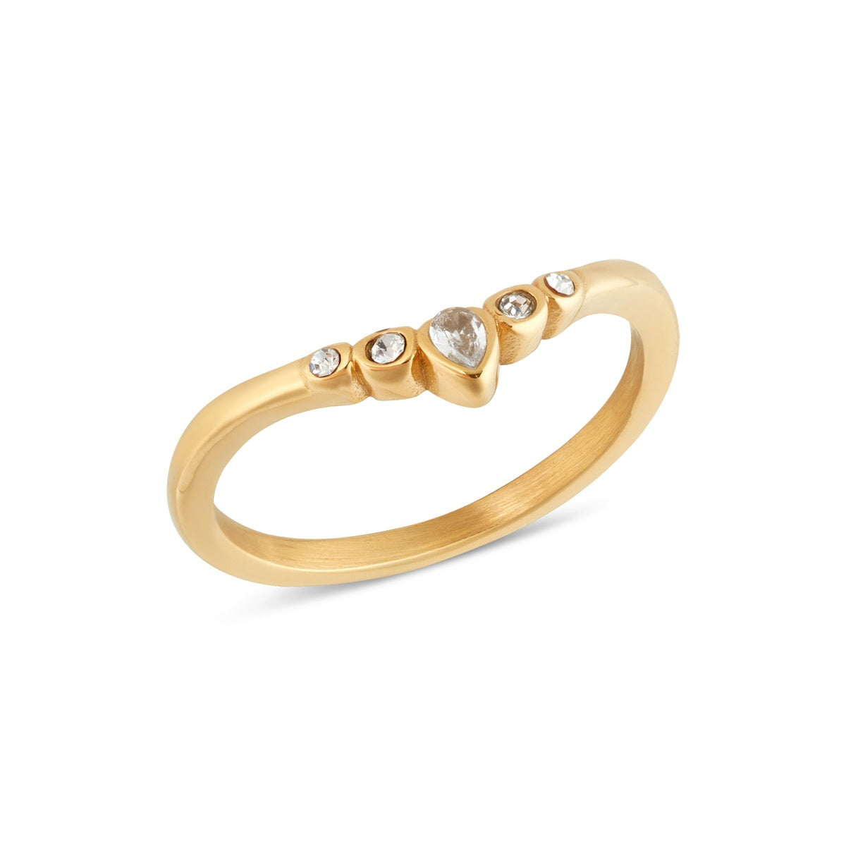 Over & Over 14k Gold Stainless Steel Wishbone Stack Ring