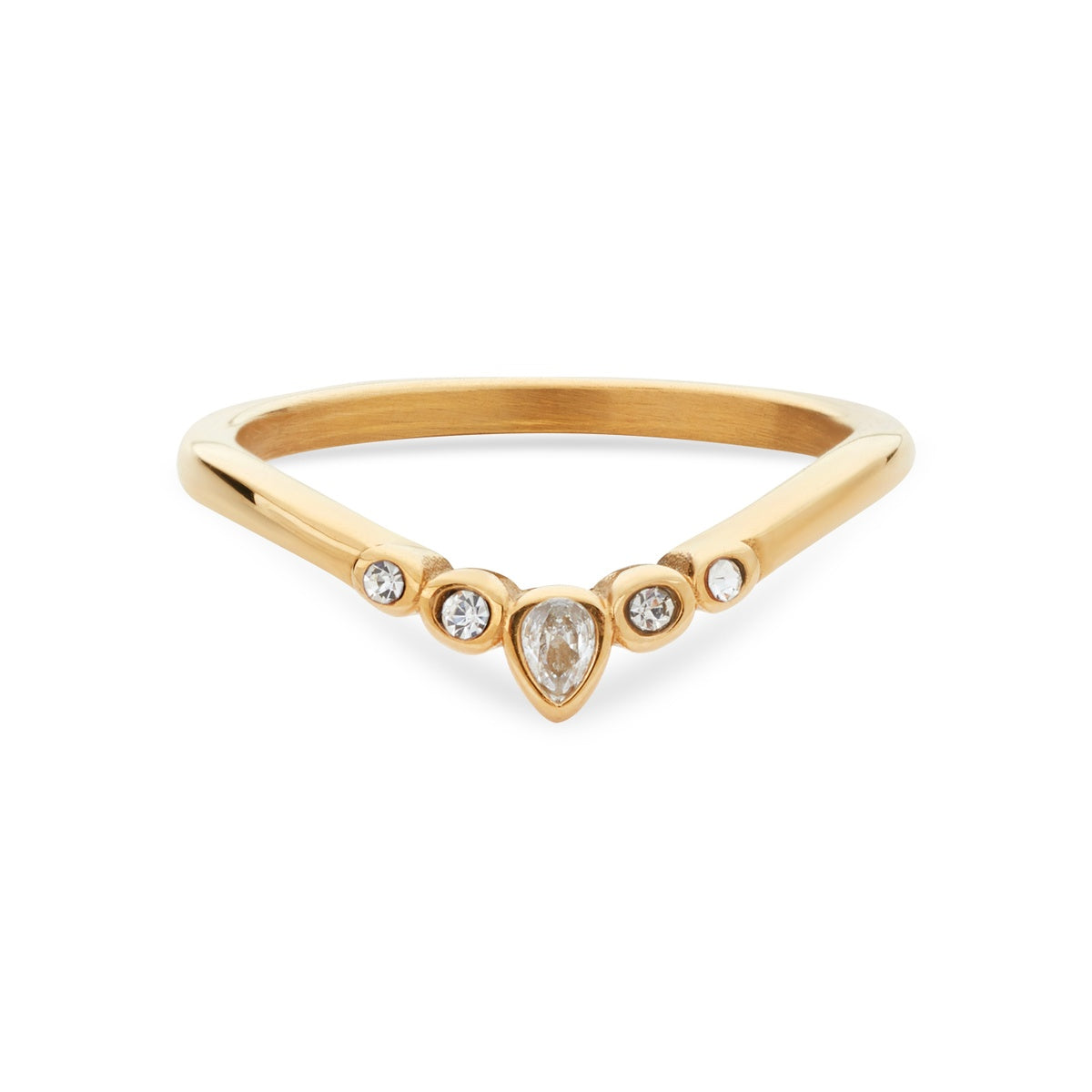 Over & Over 14k Gold Stainless Steel Wishbone Stack Ring