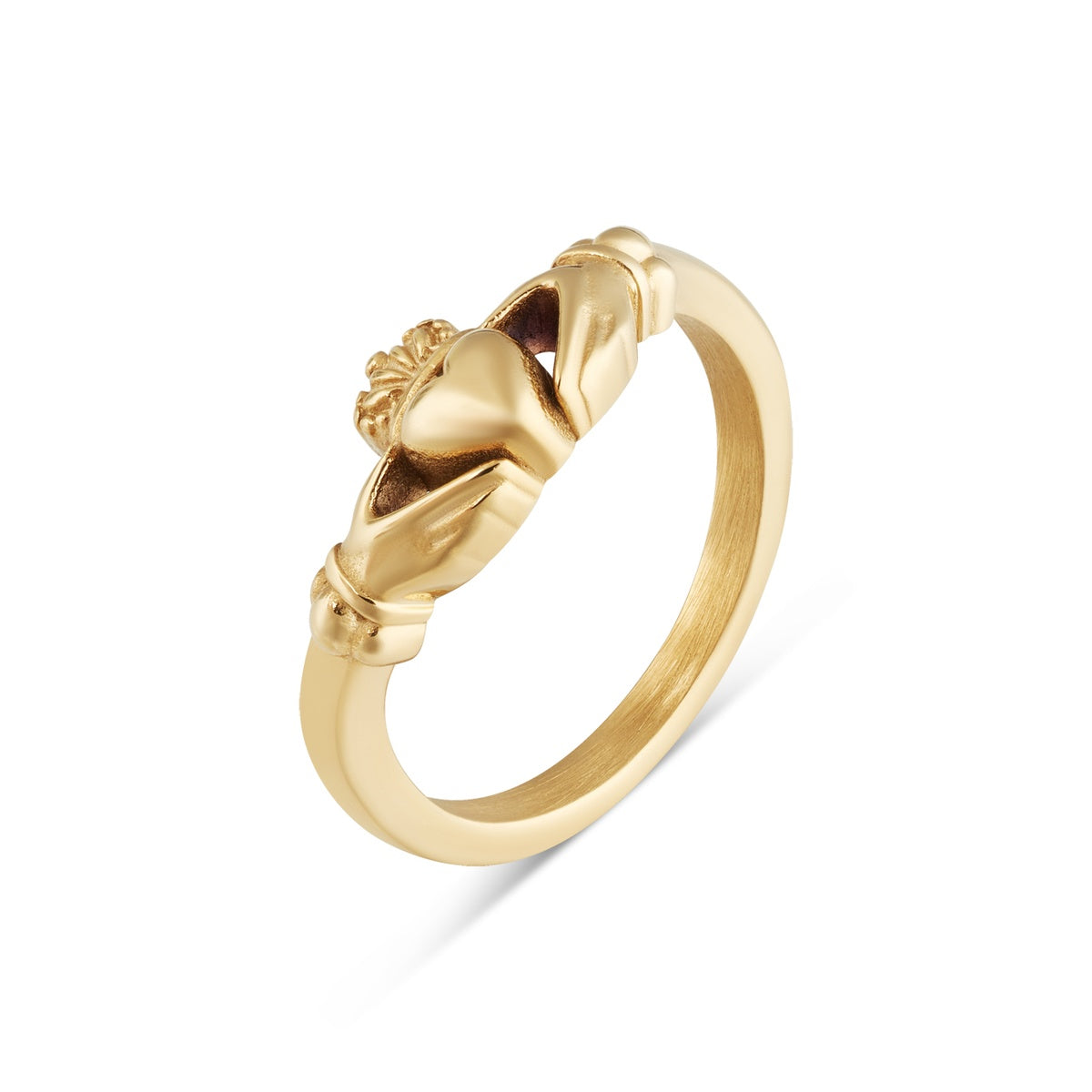 Over & Over 14k Gold Stainless Steel Claddagh Wishbone Stacking Ring