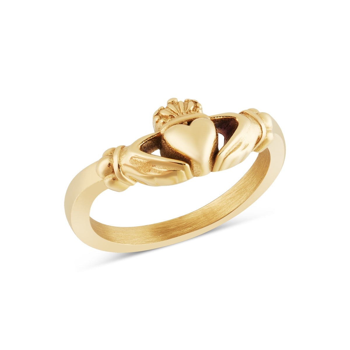 Over & Over 14k Gold Stainless Steel Claddagh Wishbone Stacking Ring