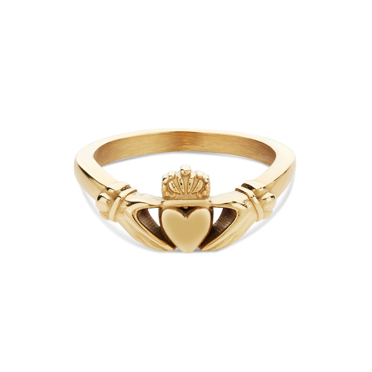 Over & Over 14k Gold Stainless Steel Claddagh Wishbone Stacking Ring