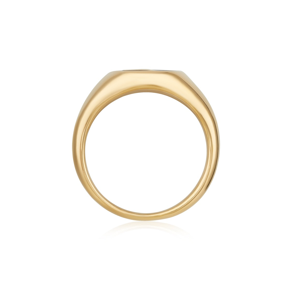 Over & Over 14k Gold Stainless Steel Black Harp Signet Ring