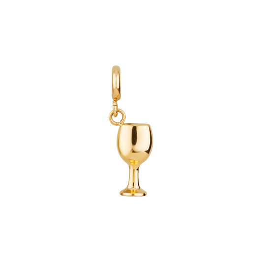 Over & Over 14k Gold Stainless Steel Wine Glass Charm