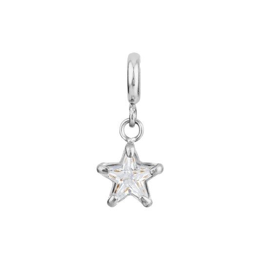 Over & Over Silver Stainless Steel CZ Star Charm