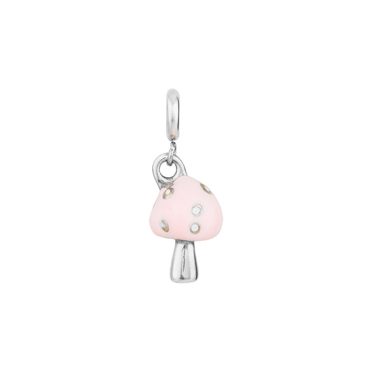 Over & Over Silver Stainless Steel Pink Toadstool Charm