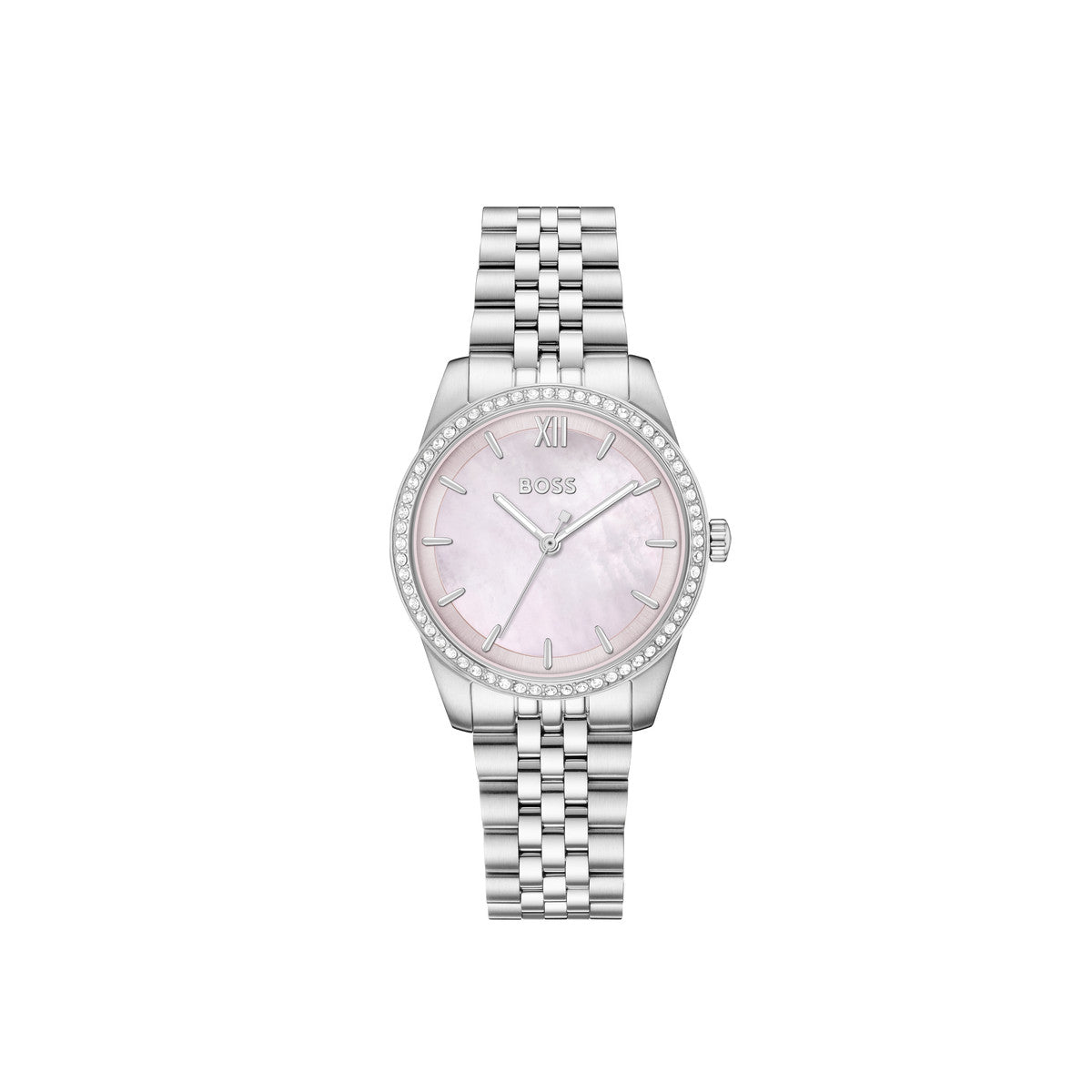 Boss Silver Graceful Precious Pink Mother of Pearl Watch