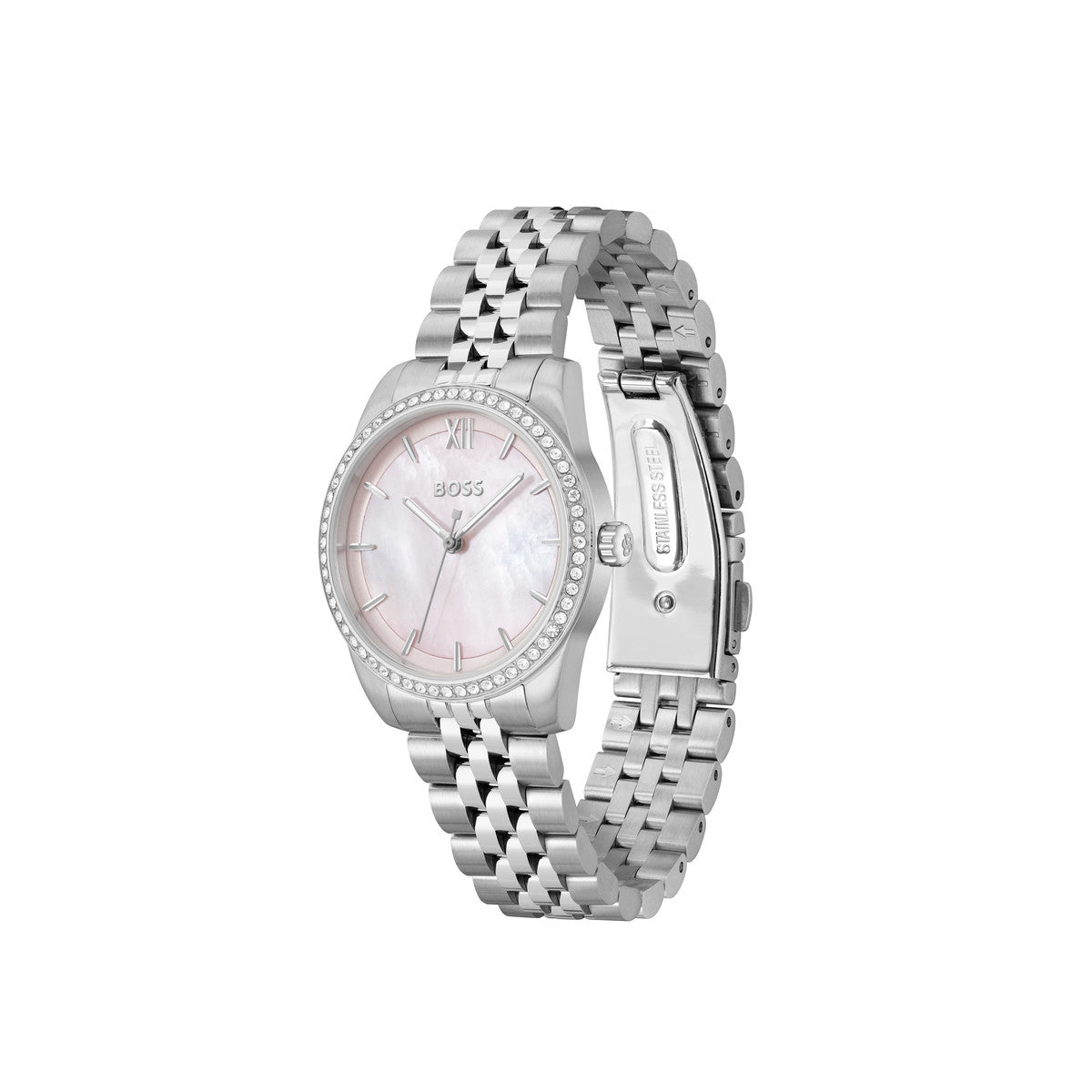 Boss Silver Graceful Precious Pink Mother of Pearl Watch