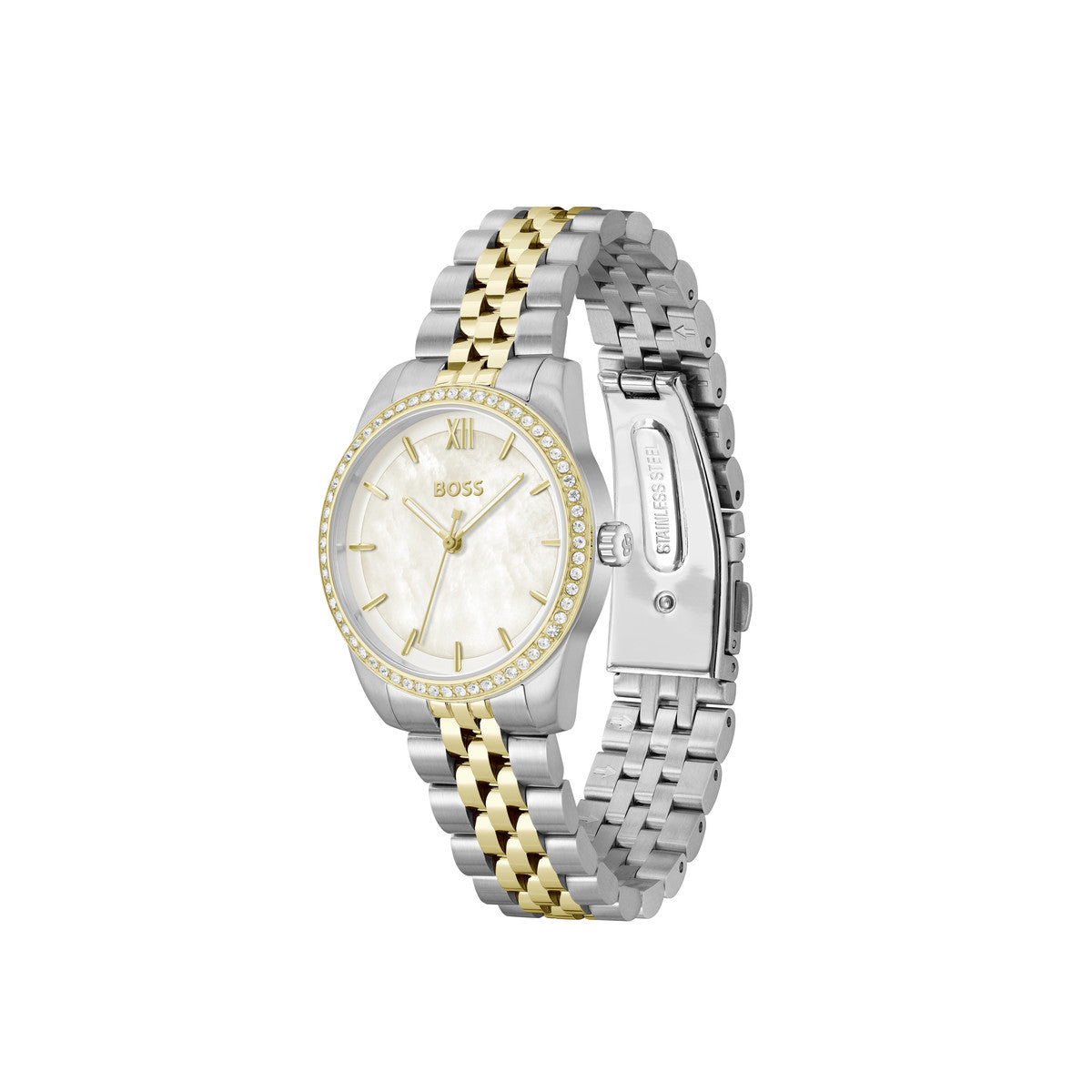 Boss Two Toned Graceful Precious White Mother of Pearl Watch