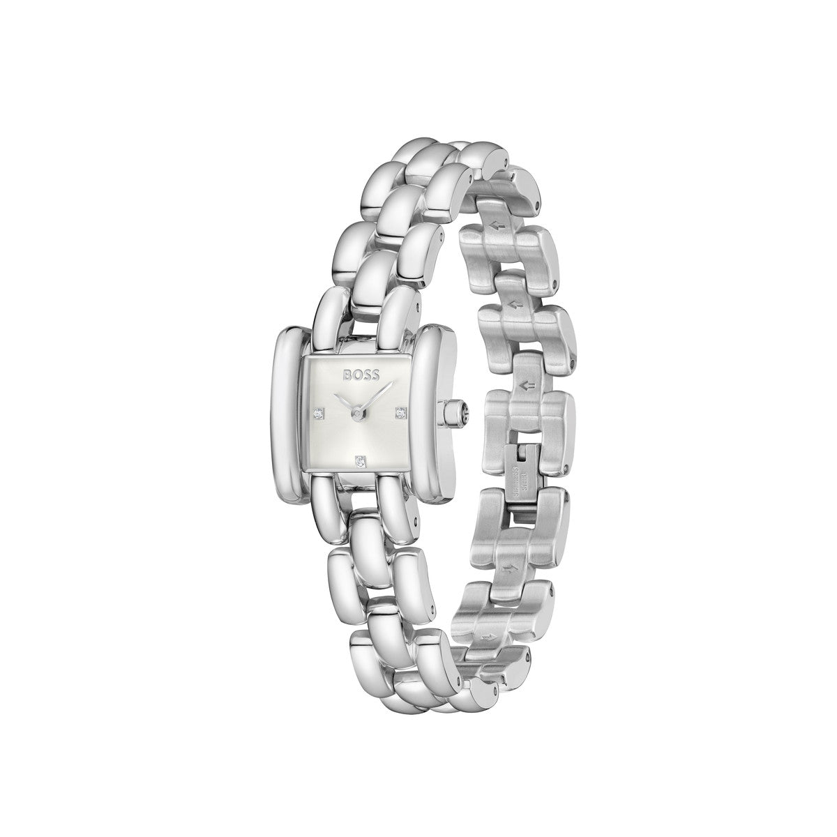 Boss Silver Violet Silver Square Dial Watch