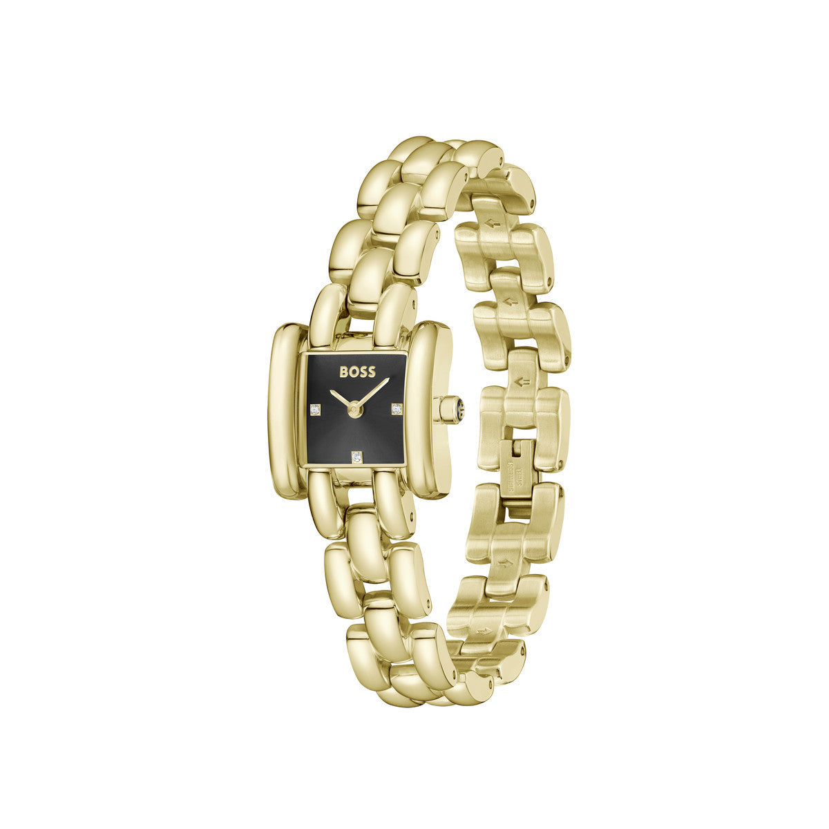 Boss Gold Violet Black Square Dial Watch