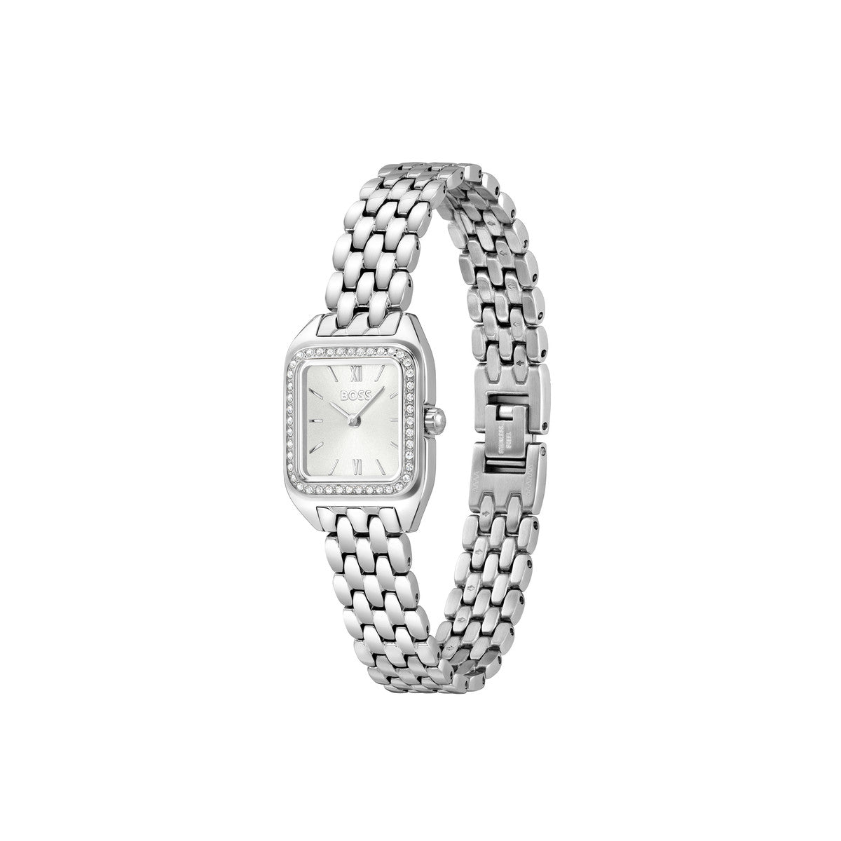 Boss Silver Mae Petite Silver Square Dial Watch
