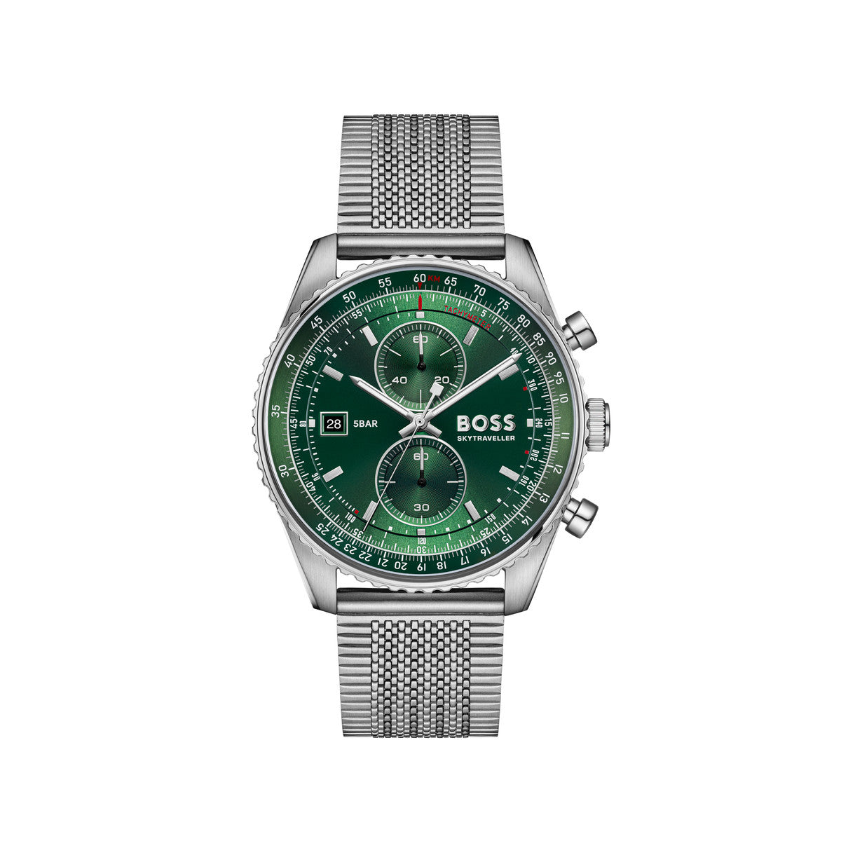 Boss Silver Sky Traveller Pro Green Dial Watch