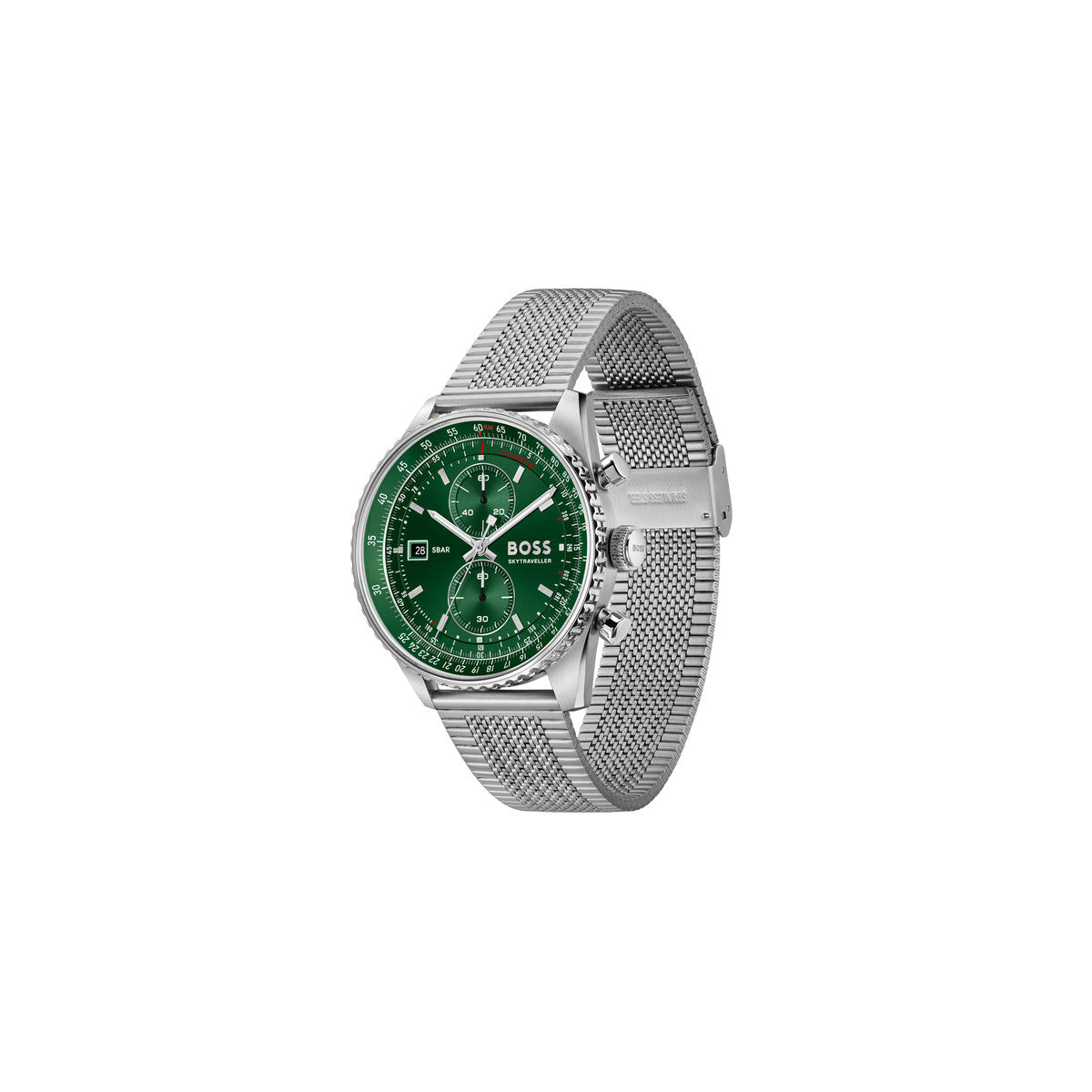 Boss Silver Sky Traveller Pro Green Dial Watch