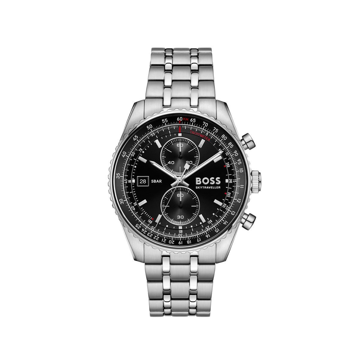 Boss Silver Sky Traveller Pro Black Dial Watch
