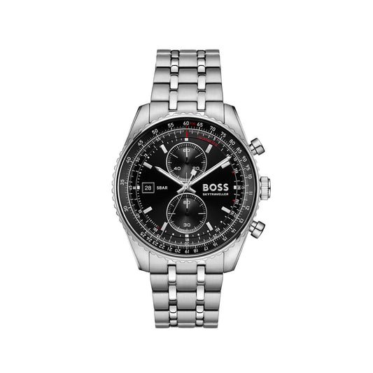 Boss Silver Sky Traveller Pro Black Dial Watch