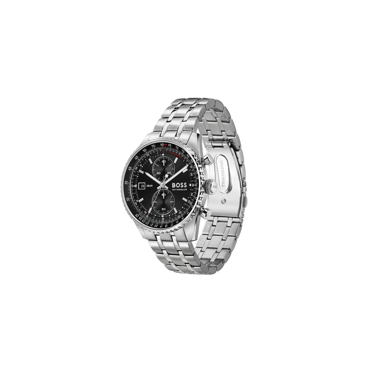 Boss Silver Sky Traveller Pro Black Dial Watch