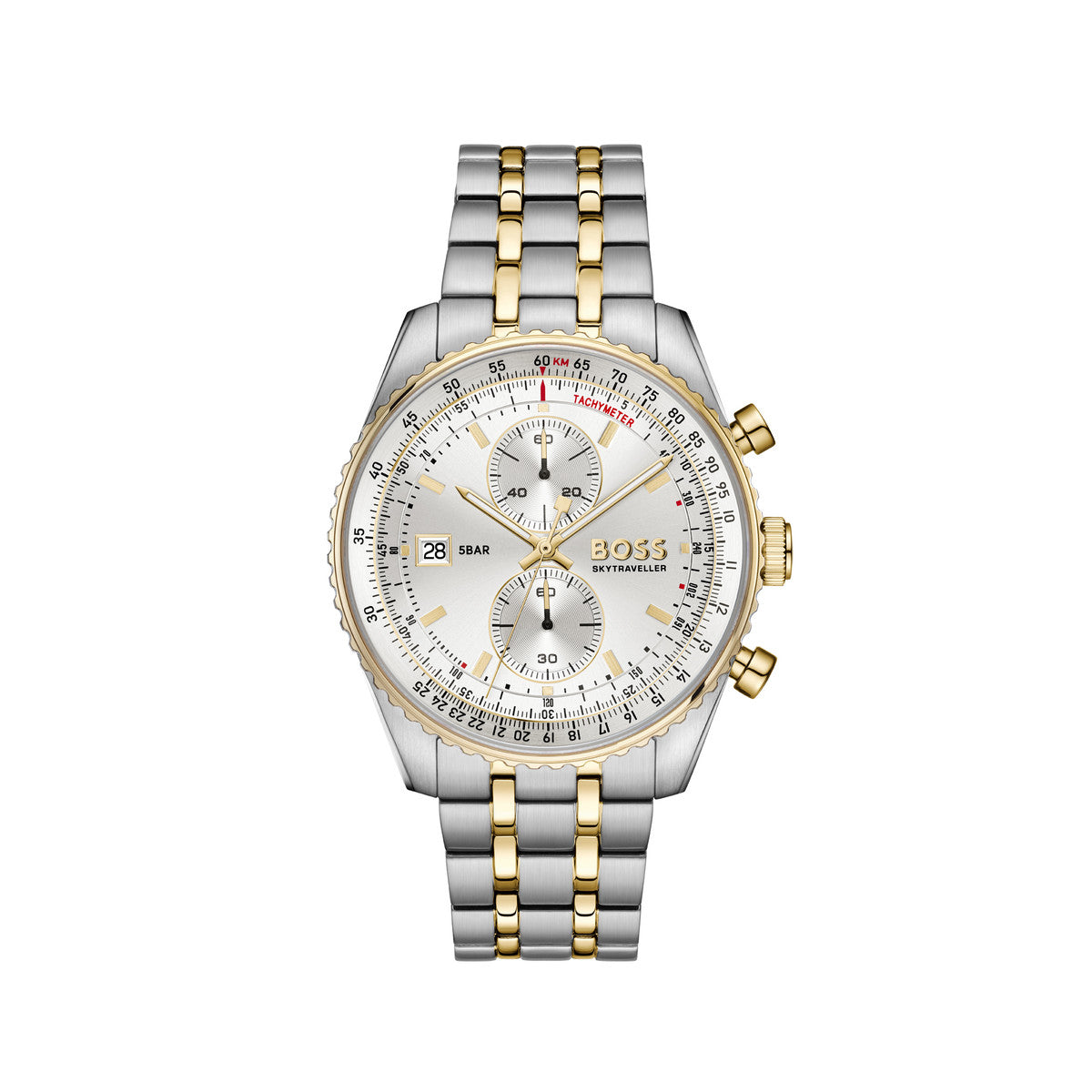 Boss Two-Toned Sky Traveller Pro Silver Dial Watch