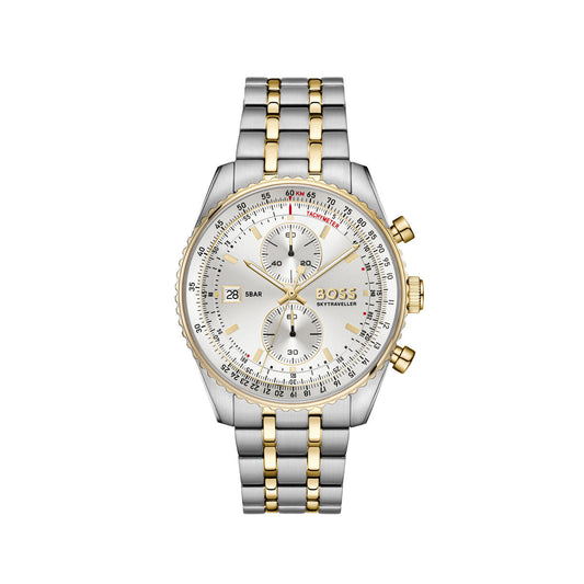 Boss Two-Toned Sky Traveller Pro Silver Dial Watch