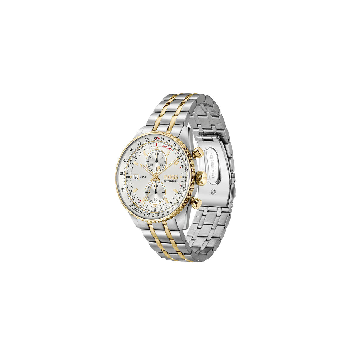 Boss Two-Toned Sky Traveller Pro Silver Dial Watch