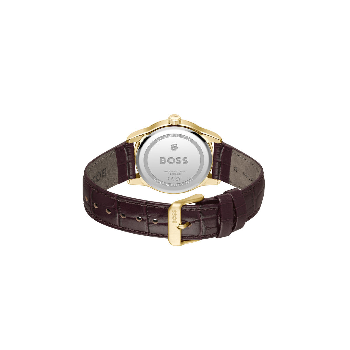 Boss Gold Langford White Dial Brown Leather Watch