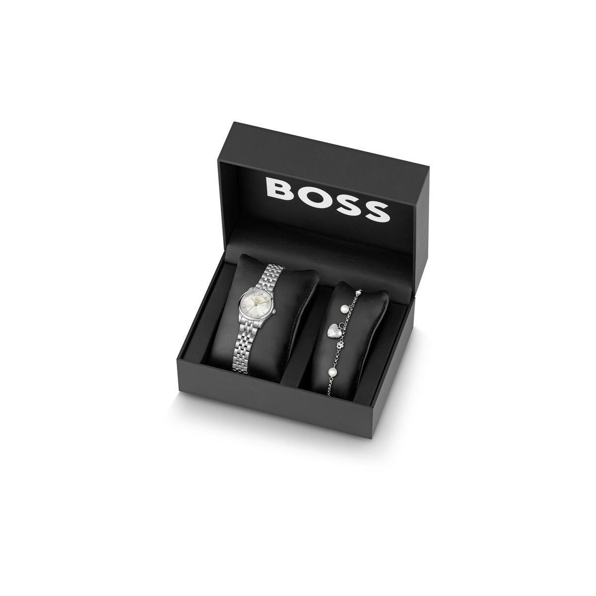 Boss Silver Graceful Mina Silver Dial Watch & Bracelet Gift Set
