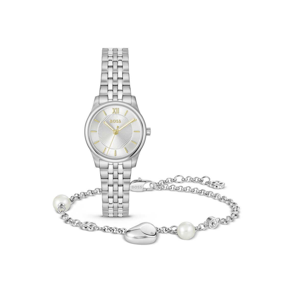 Boss Silver Graceful Mina Silver Dial Watch & Bracelet Gift Set