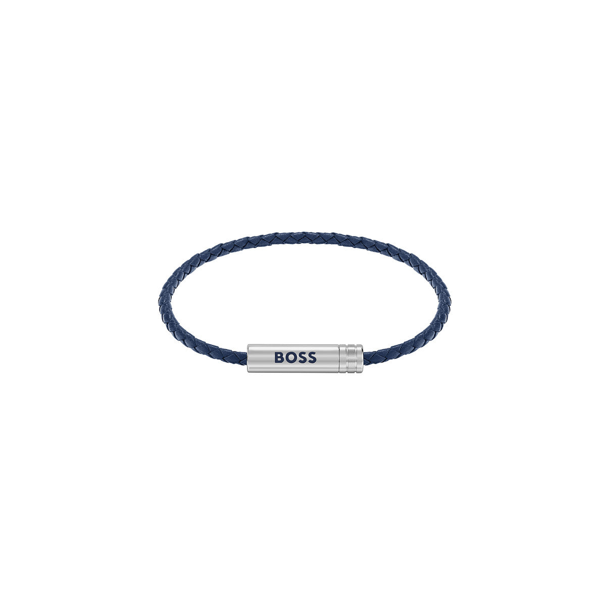 Boss Silver Ares Air Blue Leather Bracelet