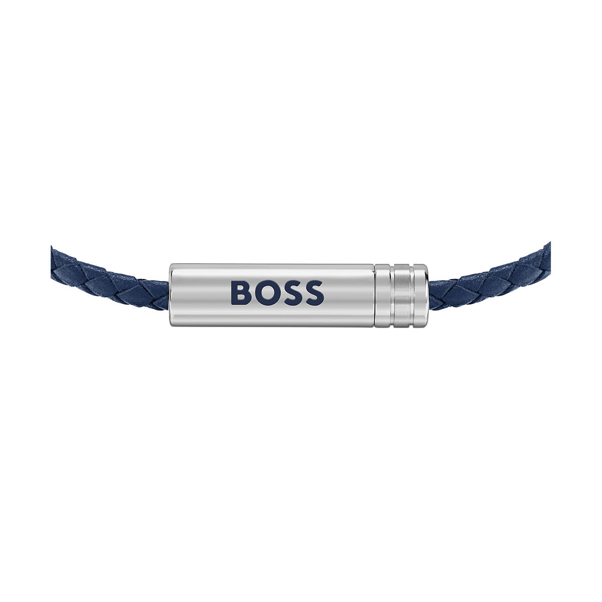 Boss Silver Ares Air Blue Leather Bracelet