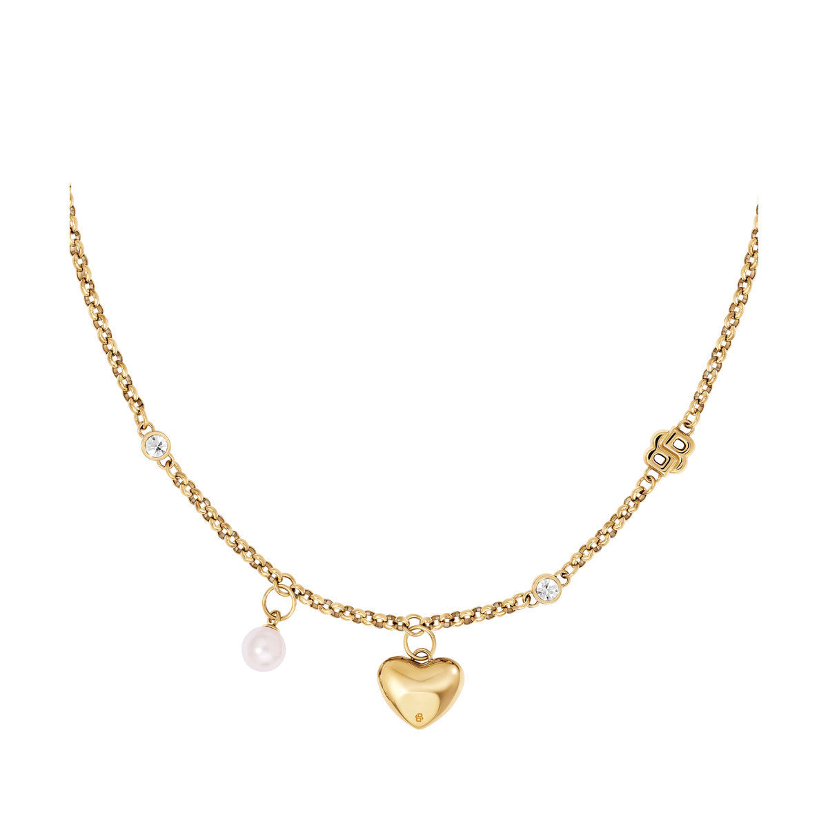 Boss Gold Amara Heart Charm Necklace