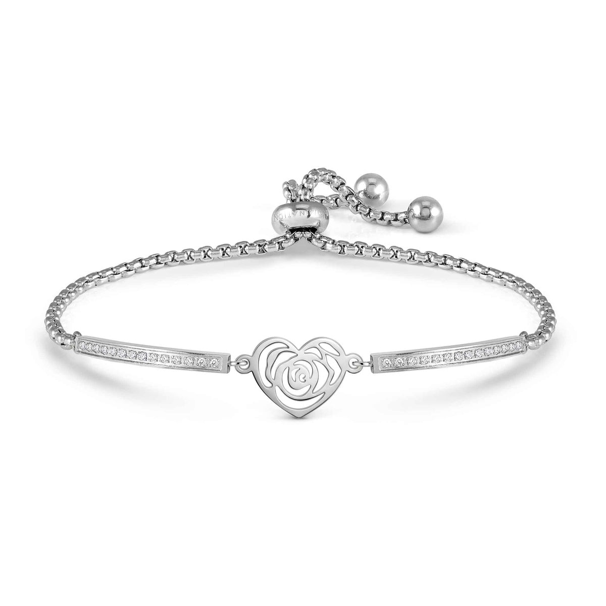 Silver Milleluci Rose Heart Bracelet