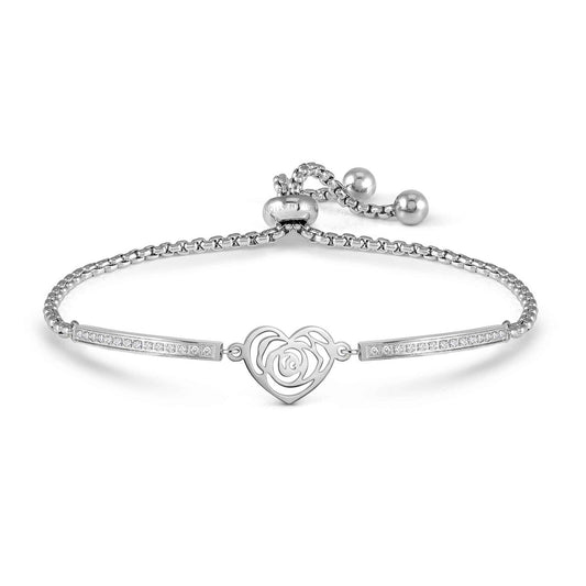 Silver Milleluci Rose Heart Bracelet