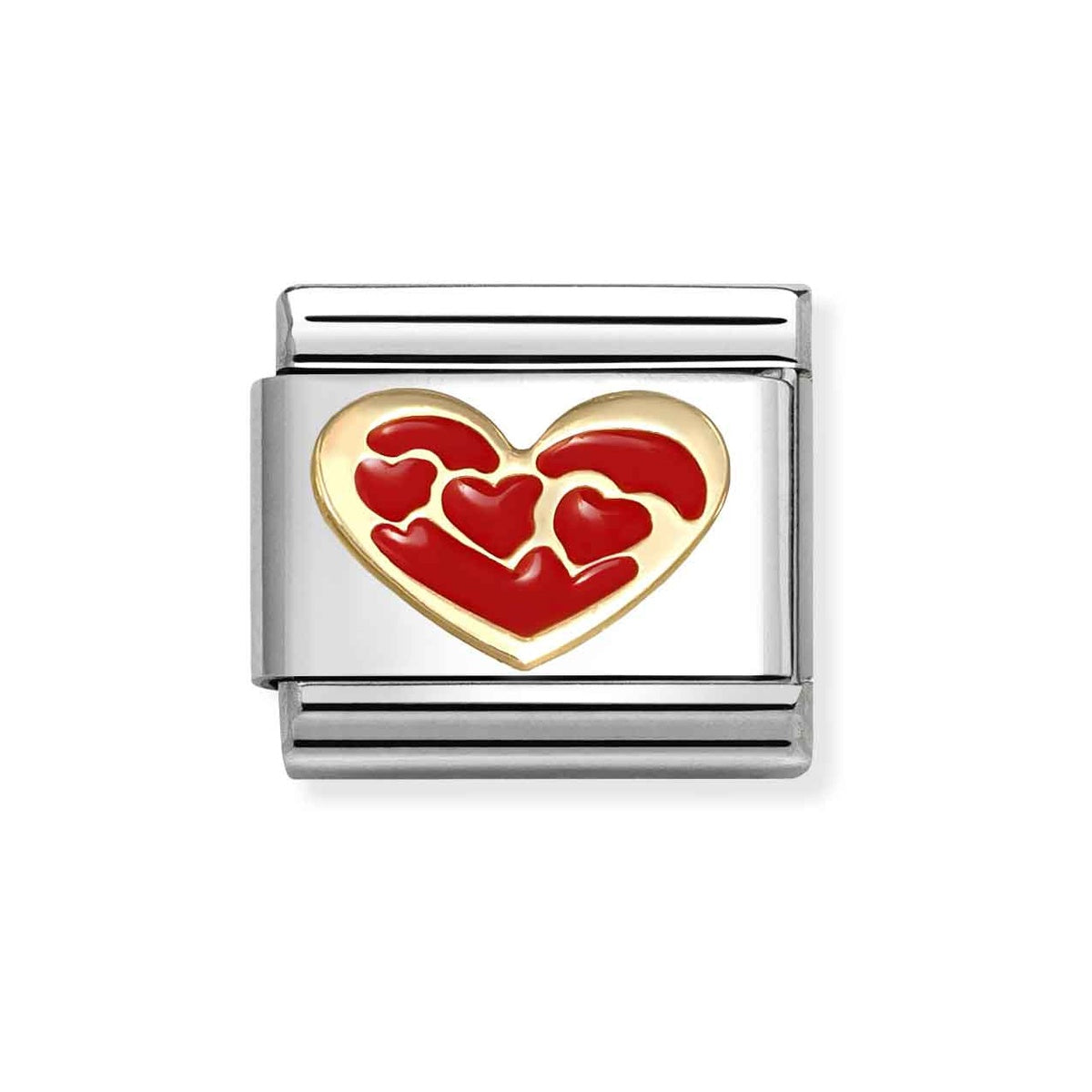 Gold Red Enamel Heart Charm