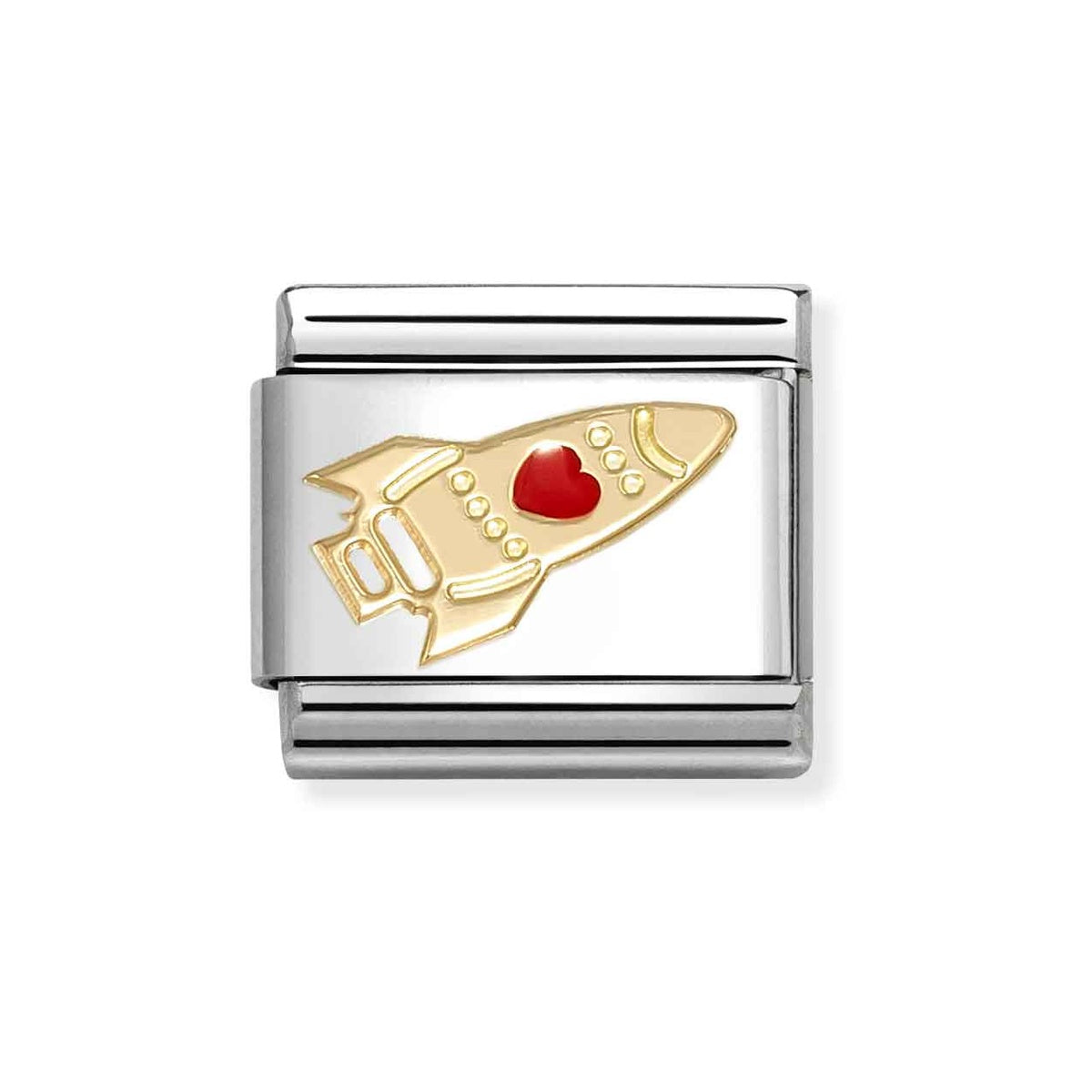 Gold Rocket Heart Charm
