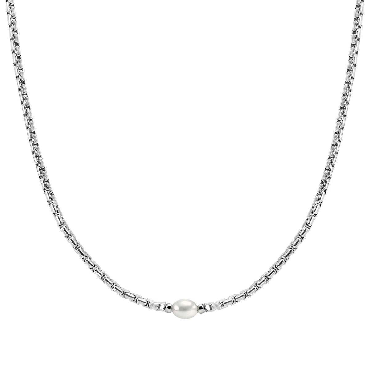 Nomination Silver Bold Steel Freshwater Pearl Necklace