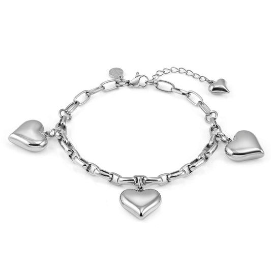 Silver Wear Style Puffy Heart Bracelet