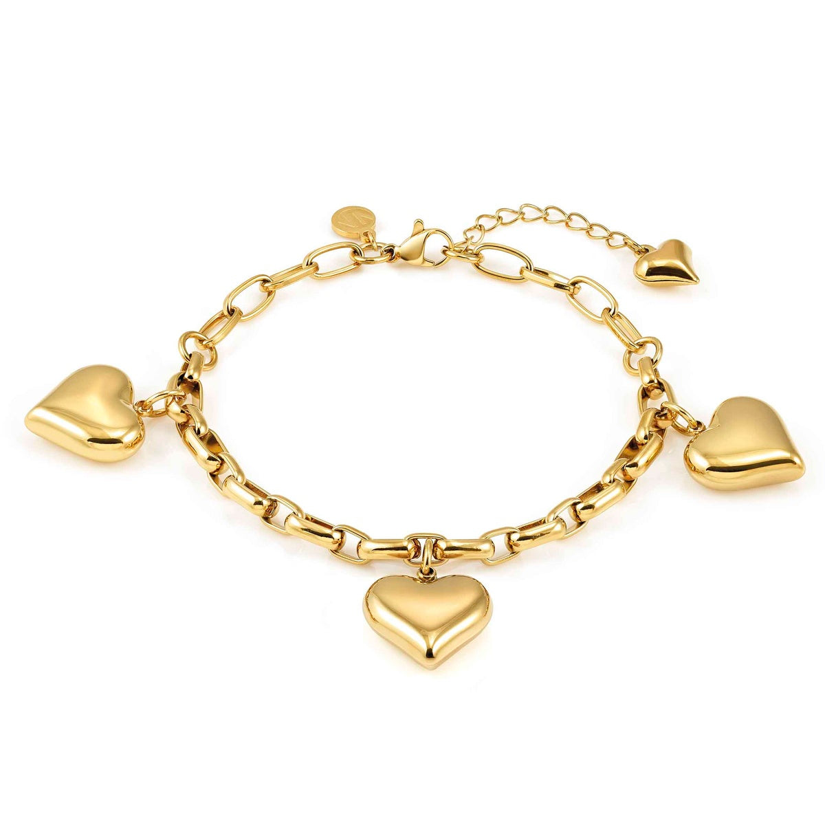 Gold Wear Style Puffy Heart Bracelet