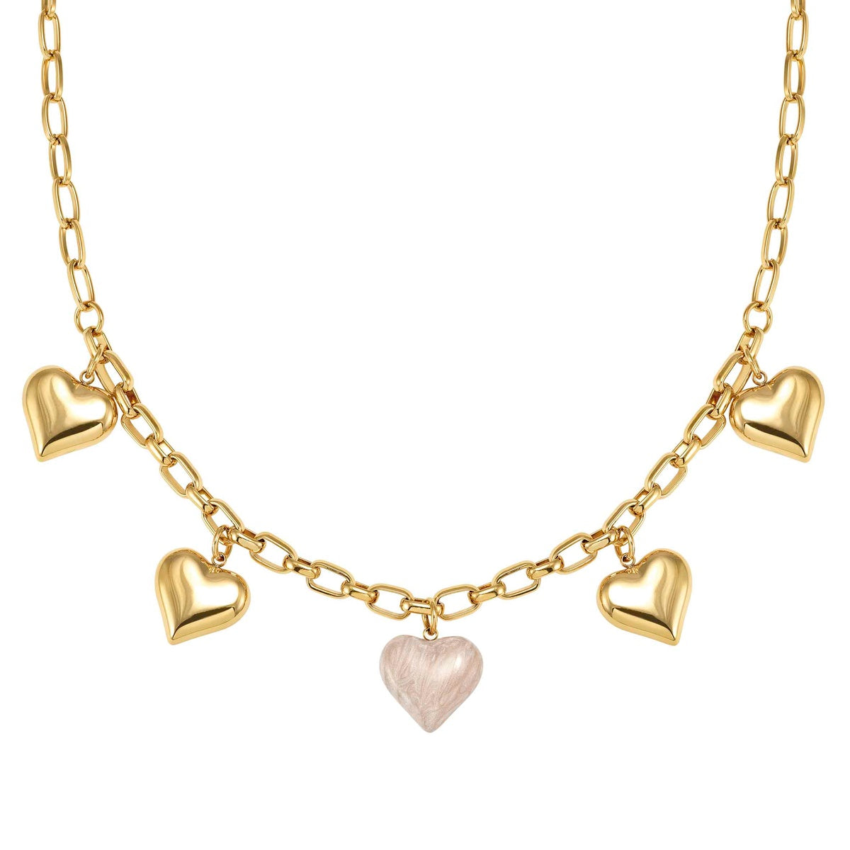 Gold Wear Style Marble Heart Necklace