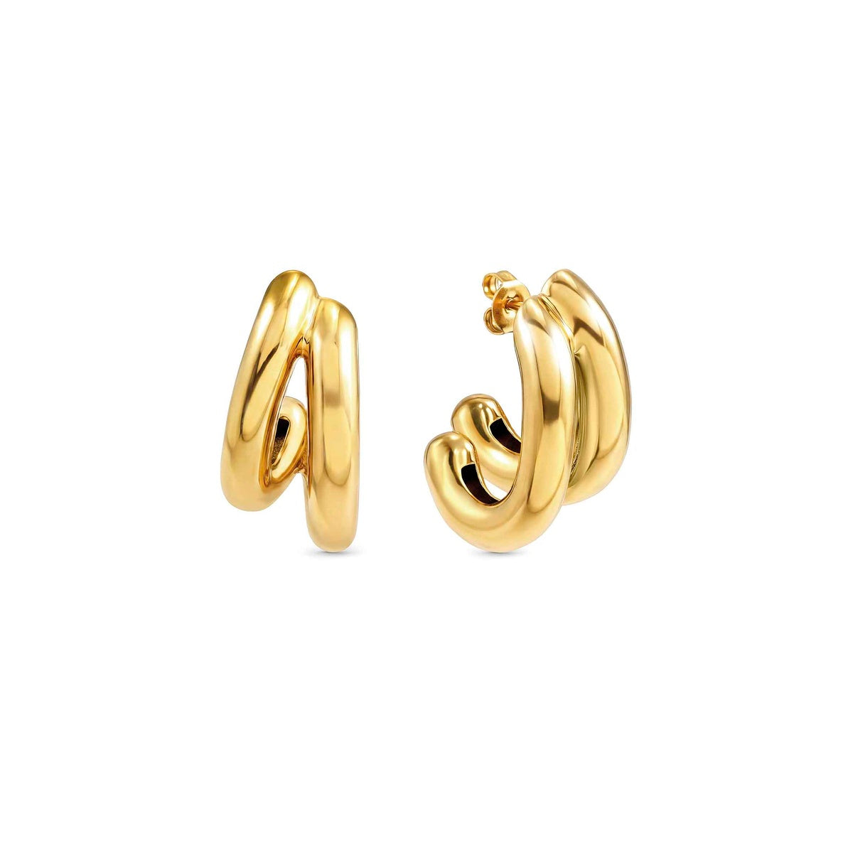 Gold Wear Style Double Hoop Earrings
