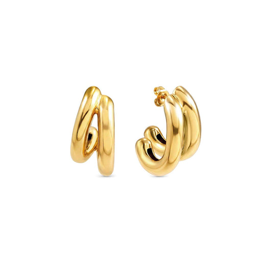 Gold Wear Style Double Hoop Earrings