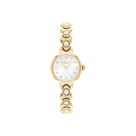 Coach Gold Iris Round C Pearl Bracelet Watch