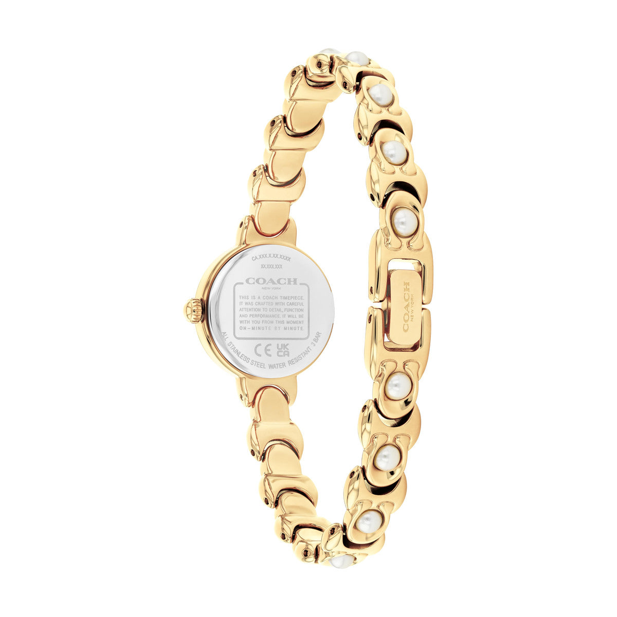Coach Gold Iris Round C Pearl Bracelet Watch