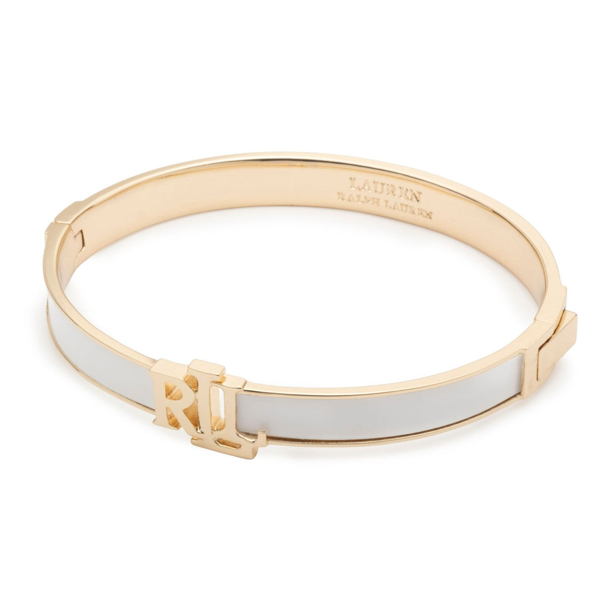 Lauren Ralph Lauren Gold Tone & White Hinge Bangle