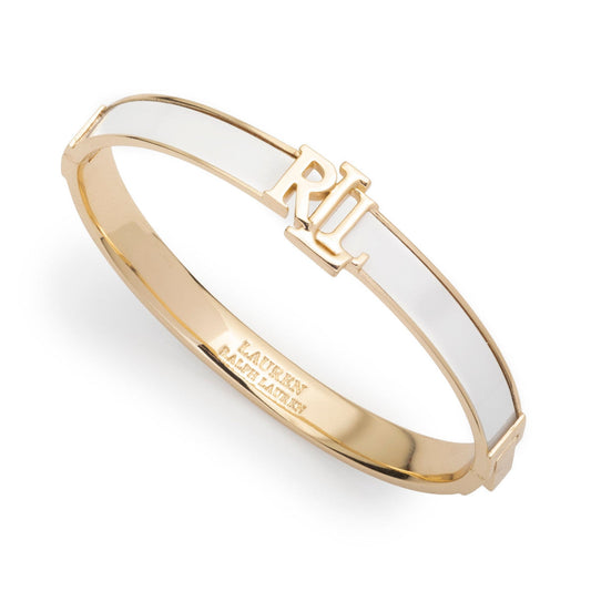 Lauren Ralph Lauren Gold Tone & White Hinge Bangle