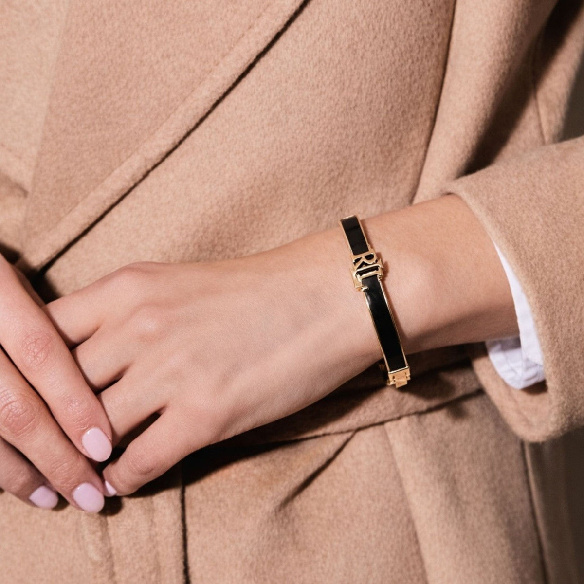 Lauren Ralph Lauren Gold Tone & Black Hinge Bangle